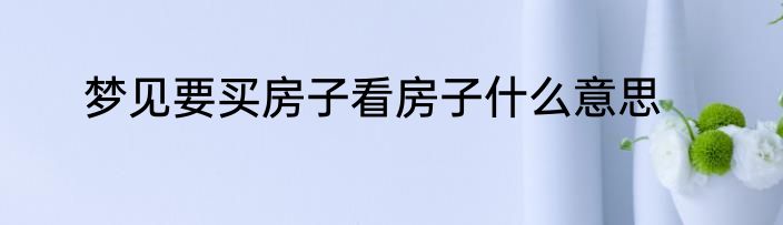 梦见要买房子看房子什么意思