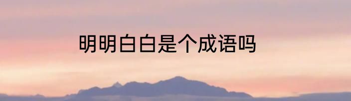 明明白白是个成语吗