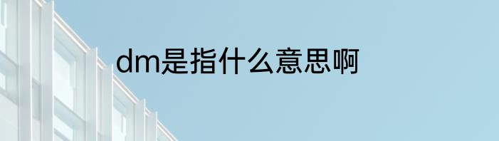 dm是指什么意思啊