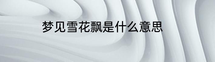 梦见雪花飘是什么意思