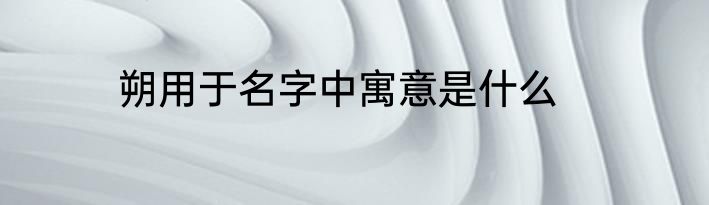 朔用于名字中寓意是什么