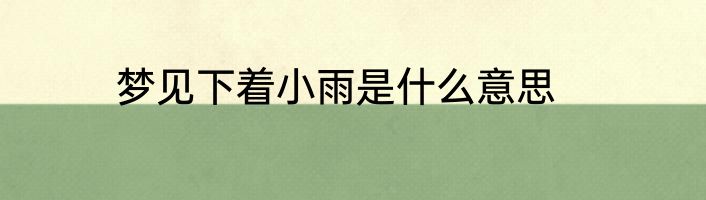 梦见下着小雨是什么意思