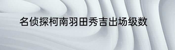 名侦探柯南羽田秀吉出场级数