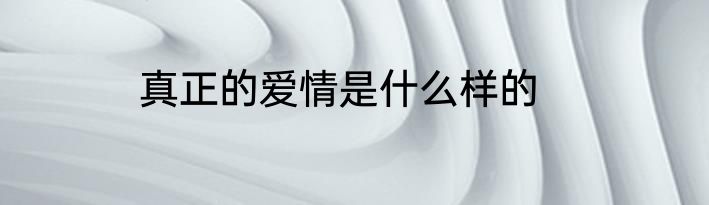真正的爱情是什么样的