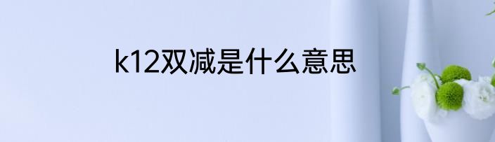 k12双减是什么意思