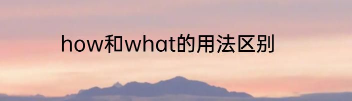 how和what的用法区别
