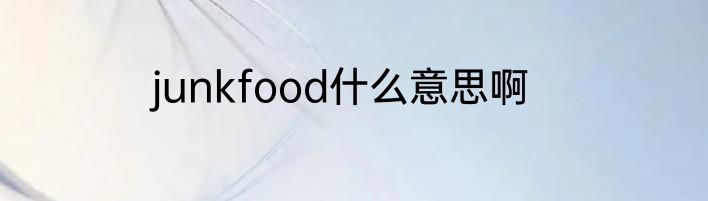 junkfood什么意思啊