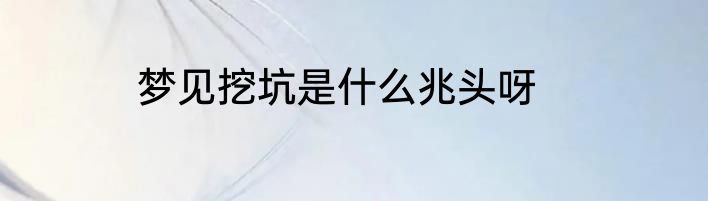 梦见挖坑是什么兆头呀