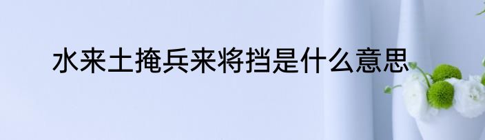 水来土掩兵来将挡是什么意思
