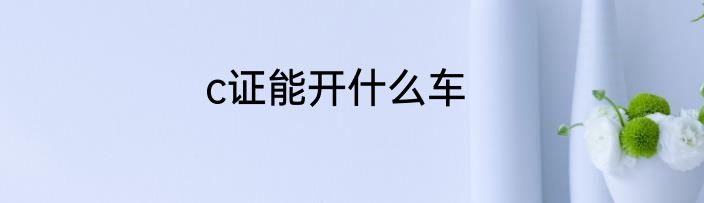 c证能开什么车