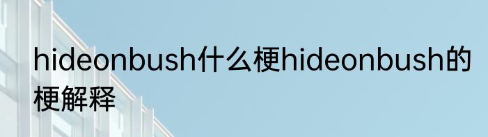 hideonbush什么梗hideonbush的梗解释