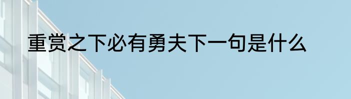 重赏之下必有勇夫下一句是什么