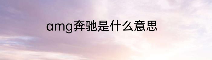 amg奔驰是什么意思