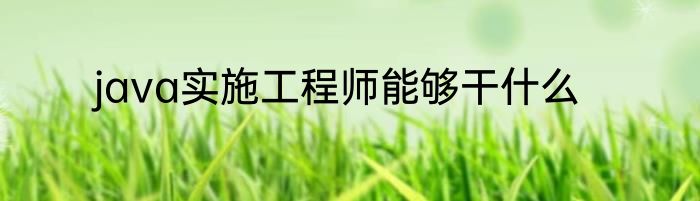 java实施工程师能够干什么