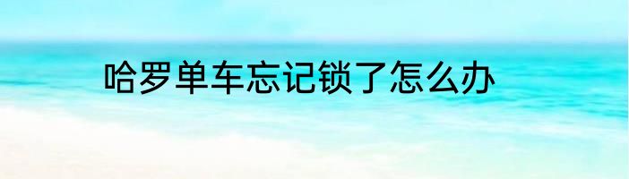 哈罗单车忘记锁了怎么办
