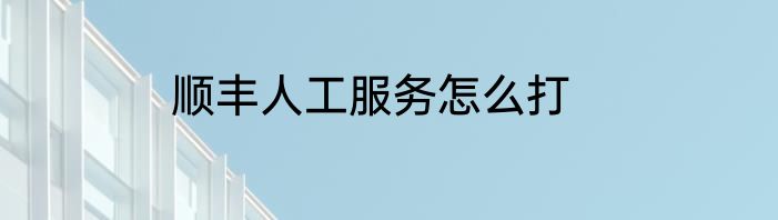 顺丰人工服务怎么打