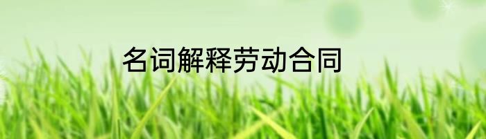 名词解释劳动合同