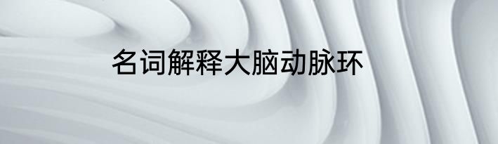 名词解释大脑动脉环