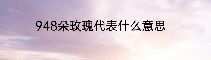 948朵玫瑰代表什么意思