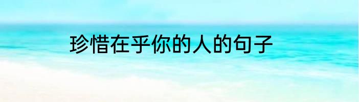 珍惜在乎你的人的句子