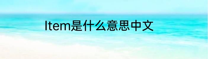 Item是什么意思中文