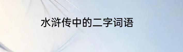水浒传中的二字词语
