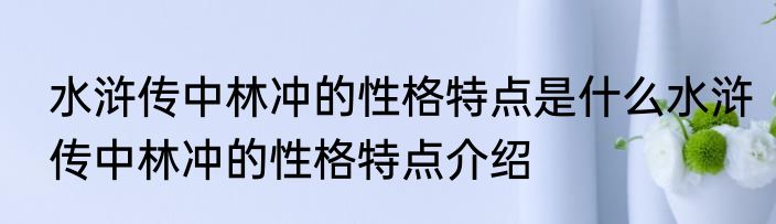 水浒传中林冲的性格特点是什么水浒传中林冲的性格特点介绍