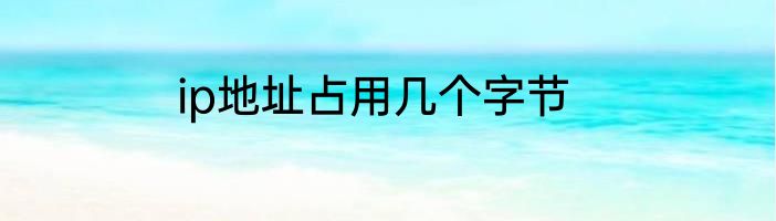 ip地址占用几个字节