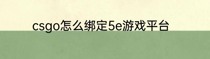 csgo怎么绑定5e游戏平台