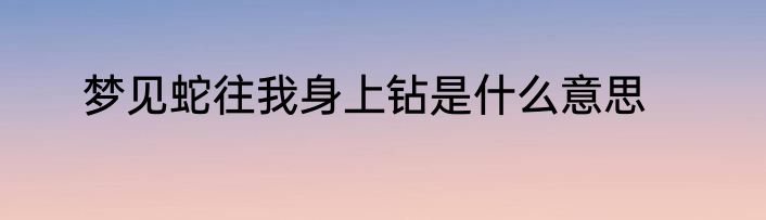 梦见蛇往我身上钻是什么意思