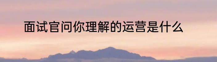 面试官问你理解的运营是什么