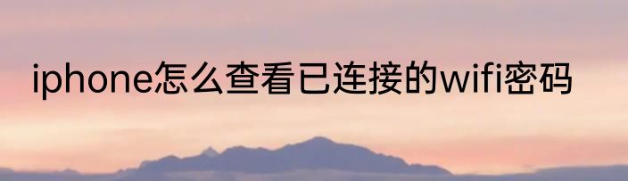 iphone怎么查看已连接的wifi密码