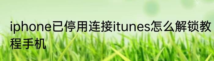 iphone已停用连接itunes怎么解锁教程手机