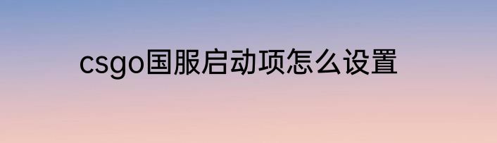 csgo国服启动项怎么设置