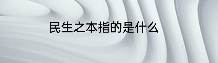民生之本指的是什么