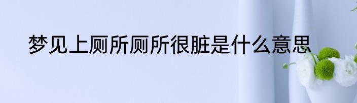 梦见上厕所厕所很脏是什么意思
