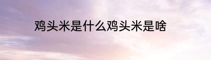 鸡头米是什么鸡头米是啥