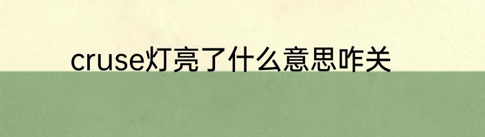 cruse灯亮了什么意思咋关