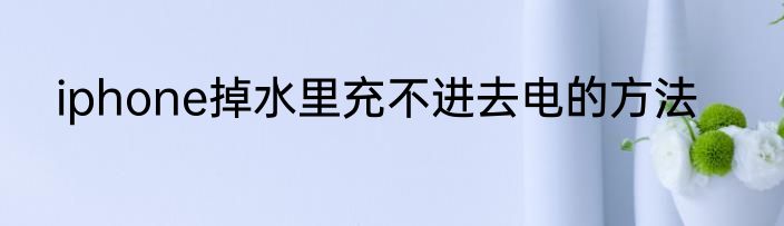 iphone掉水里充不进去电的方法
