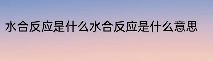 水合反应是什么水合反应是什么意思