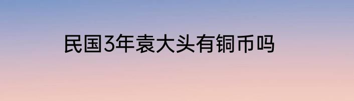 民国3年袁大头有铜币吗