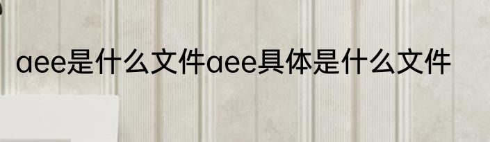 aee是什么文件aee具体是什么文件