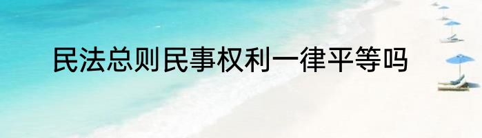 民法总则民事权利一律平等吗