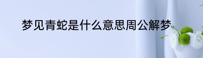 梦见青蛇是什么意思周公解梦
