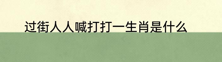 过街人人喊打打一生肖是什么