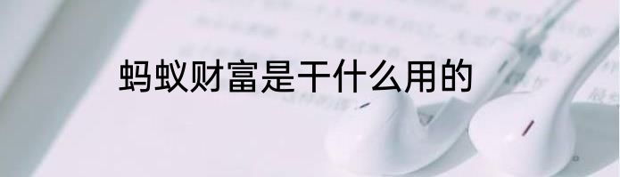蚂蚁财富是干什么用的