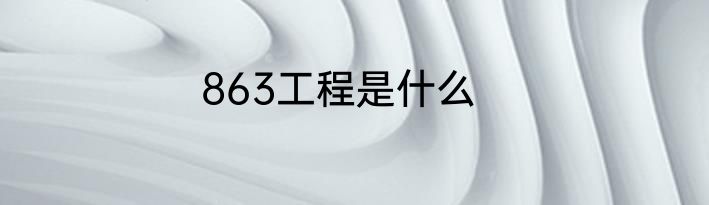 863工程是什么