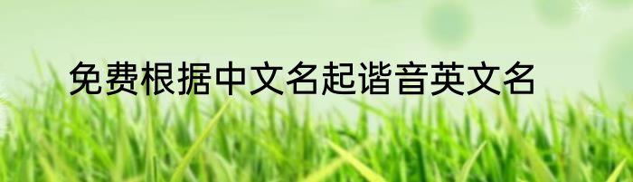 免费根据中文名起谐音英文名