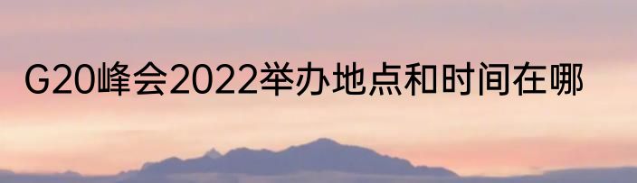 G20峰会2022举办地点和时间在哪