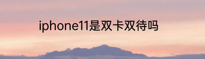 iphone11是双卡双待吗